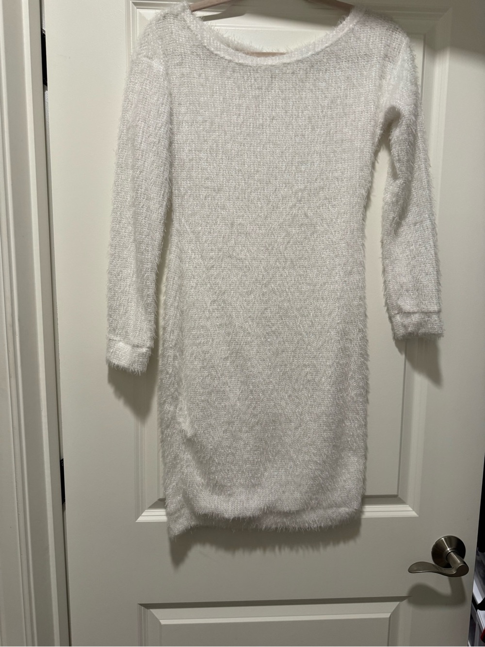 Cozy Fuzzy White Women's Dress S
